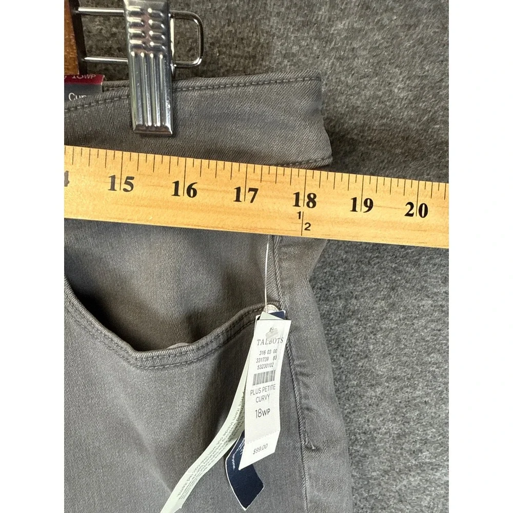 New Talbots Straight Leg Jeans Womens 18WP Grey High Waist Curvy Plus Petite Nwt